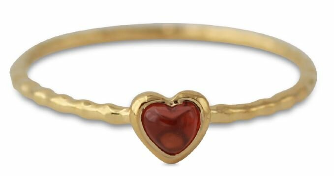 Ring hartje & edelsteen granaat verguld model 45 C