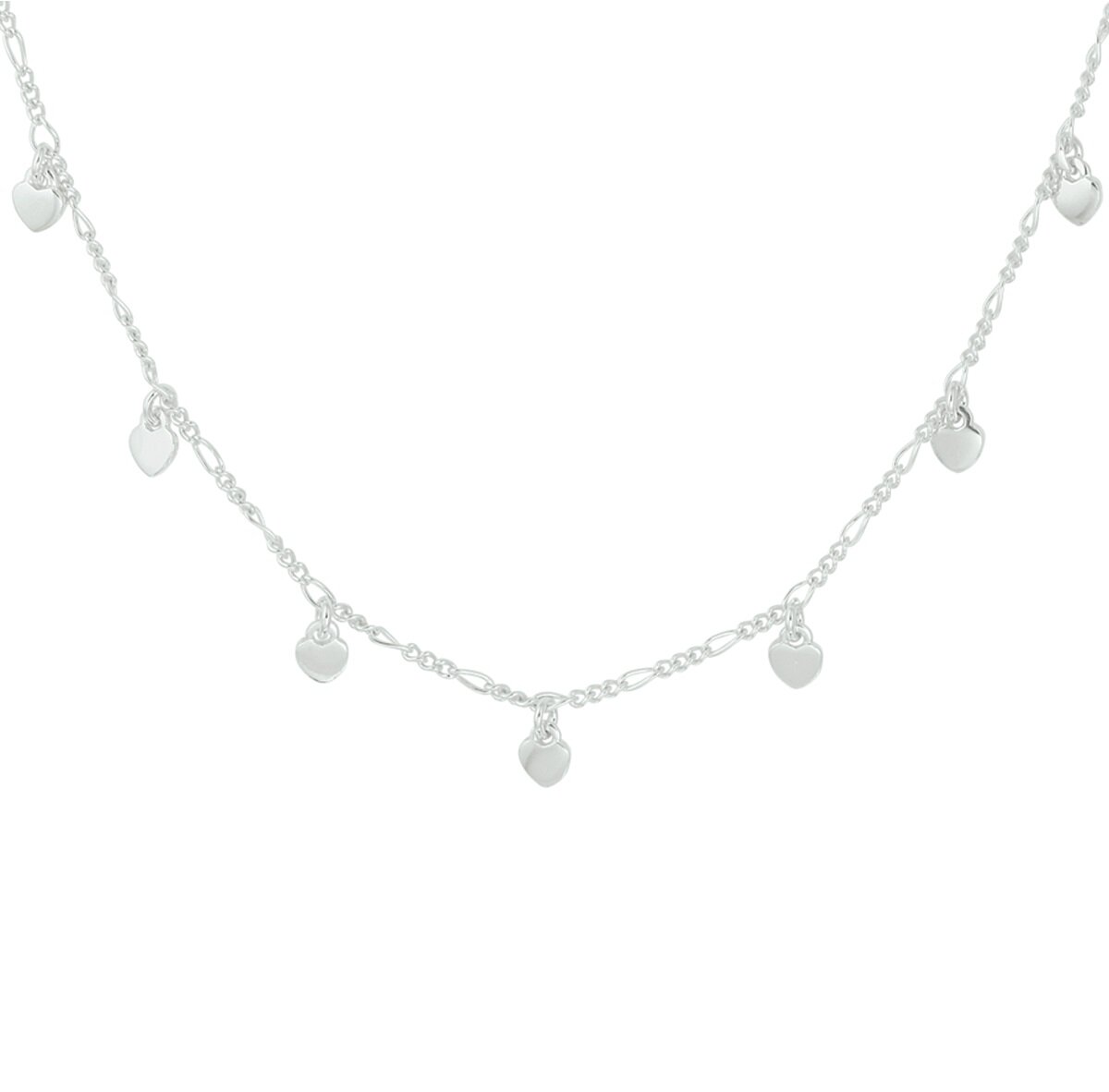 Halsketting figaro 925 zilver hartjes model BV
