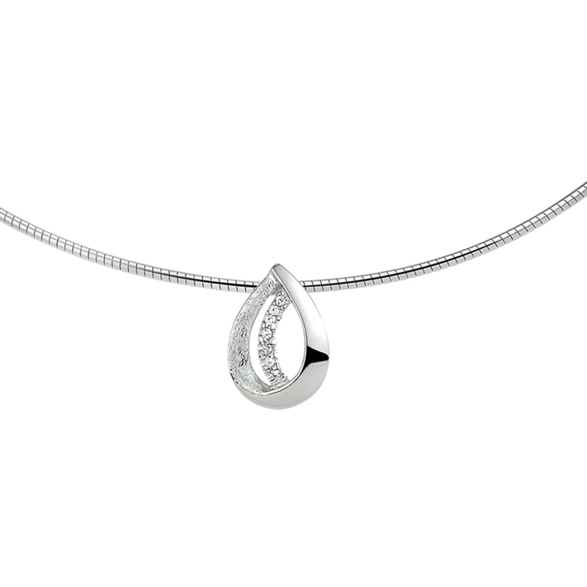Collier 925 zilver gescratcht druppel en zirkonia's model AX
