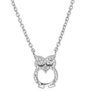 Halsketting 925 zilver uil belegd zirkonia's model BG