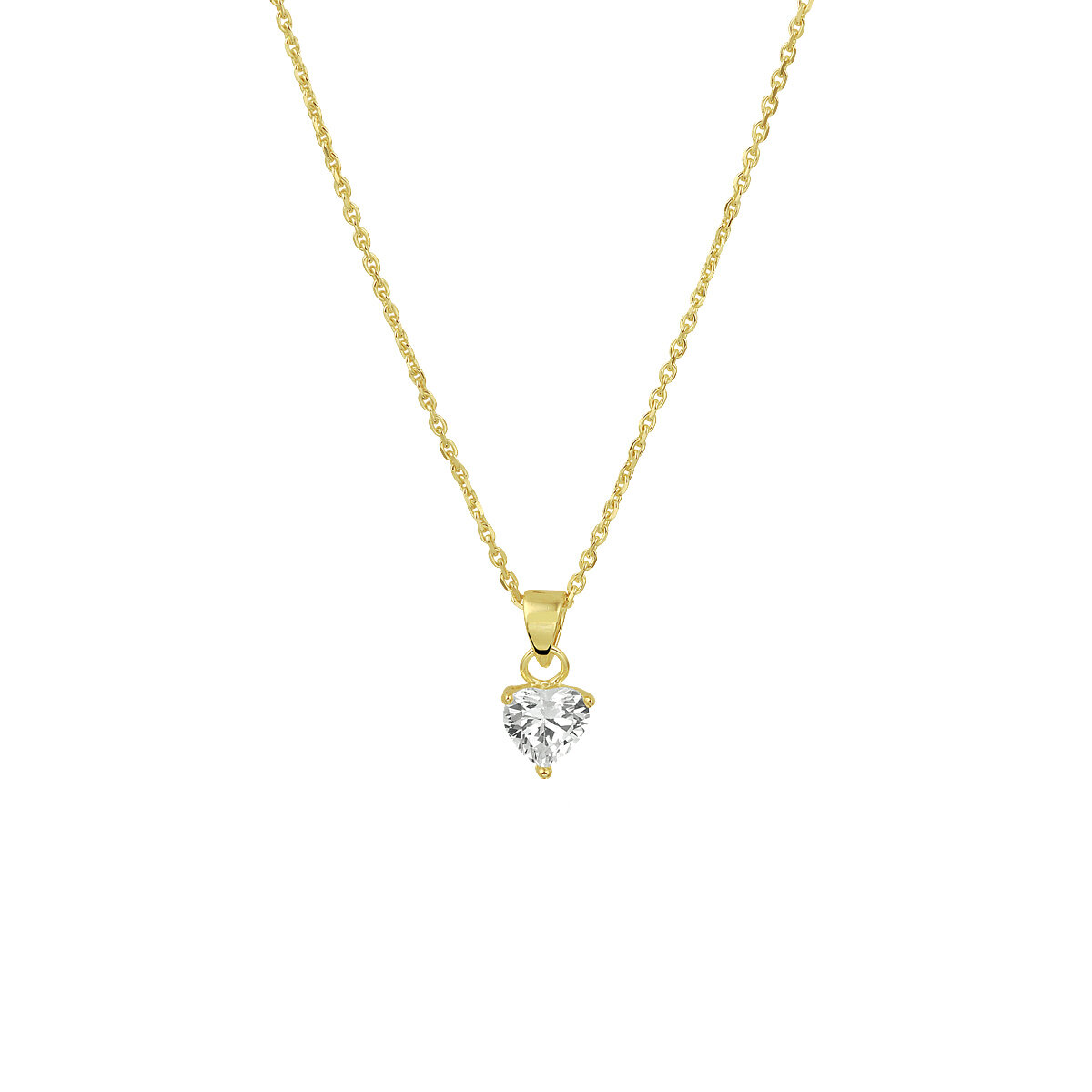 Halsketting hartje & zirkonia gold plated model AH