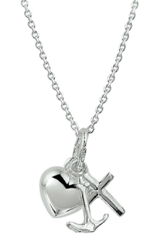 Halsketting 925 zilver geloof, hoop en liefde model II