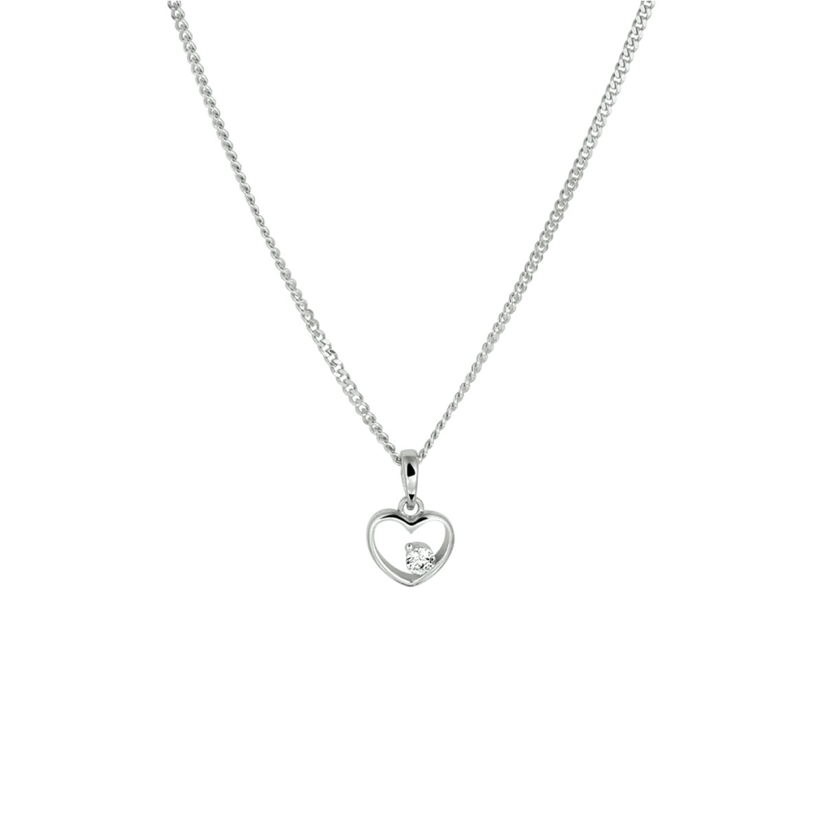 Halsketting 925 zilver klein hartje en zirkonia model AE