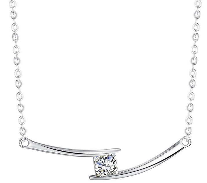 Halsketting 925 zilver fantasie zirkonia steen model CG