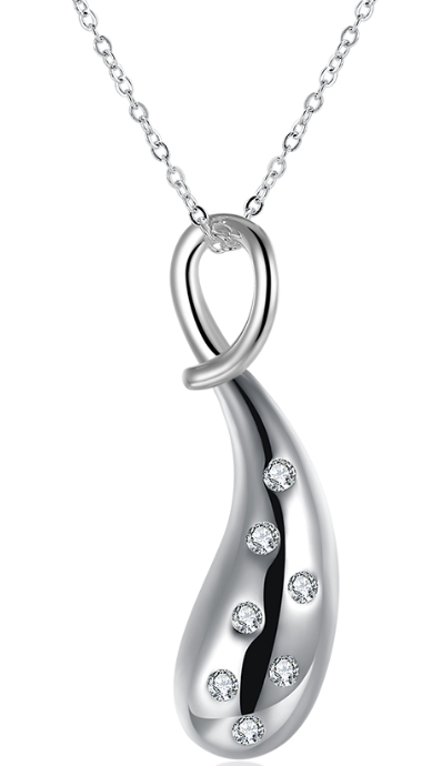 Halsketting 925 zilver hanger belegd zirkonia steentjes model CH