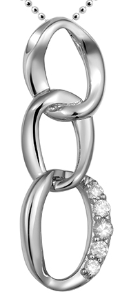 Halsketting 925 zilver rondjes belegd zirkonia steentjes model BY