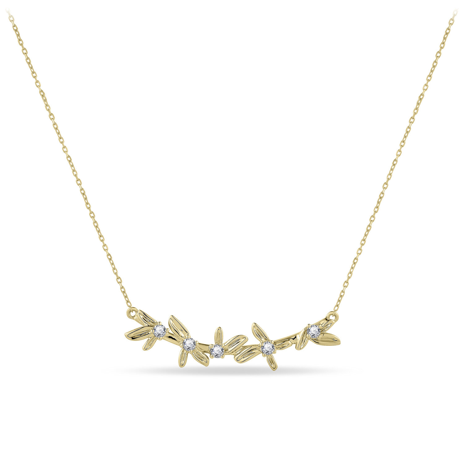 Halsketting 14 karaat goud bloemen & zirkonia model HS