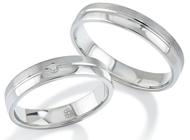 Trouwringen Zilver model 5209 | Damesring maat 60 + Herenring maat 67