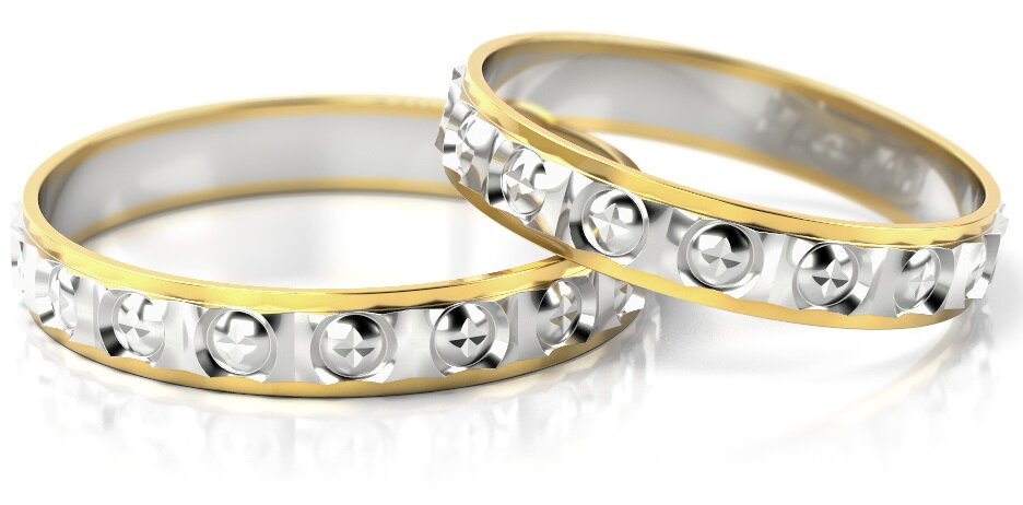 Trouwringen Goud model 43034 | Witgoud met Geelgoud