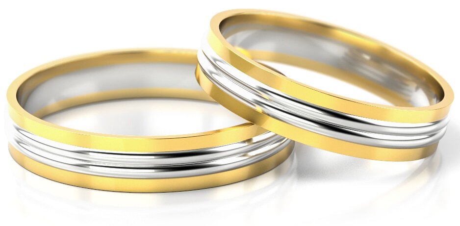 Trouwringen Goud model 42509 | Witgoud met Geelgoud