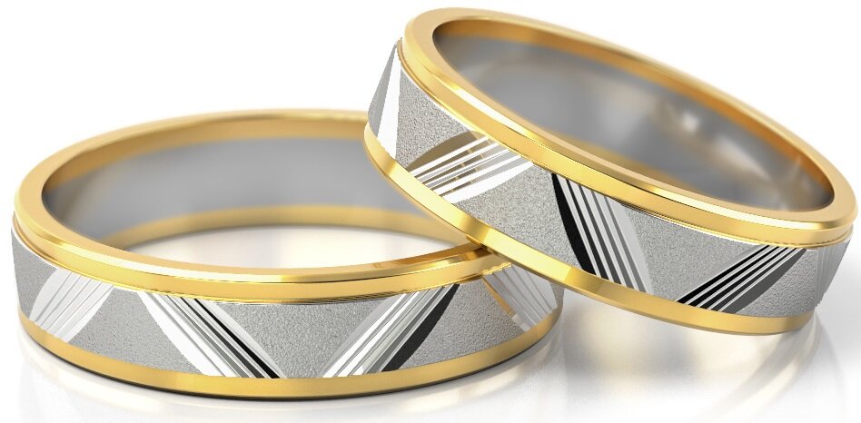 Trouwringen Goud model 51196 | Witgoud met Geelgoud