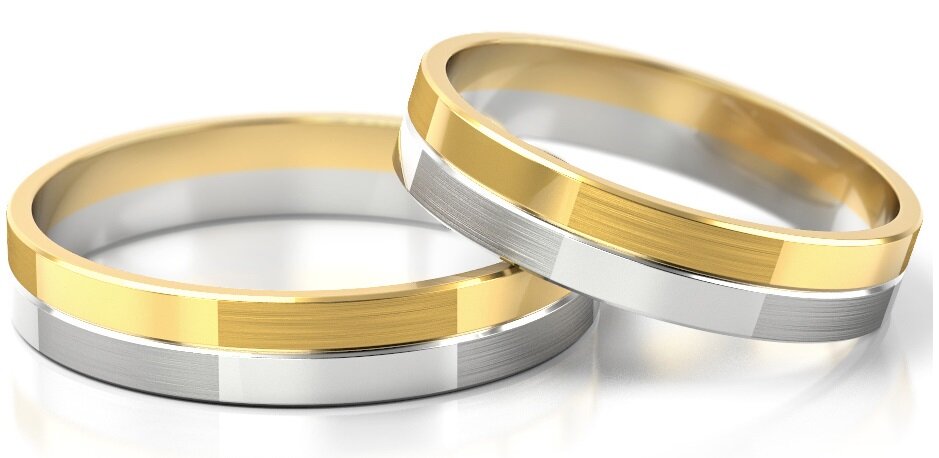 Trouwringen Goud model 52465 | Geelgoud met Witgoud