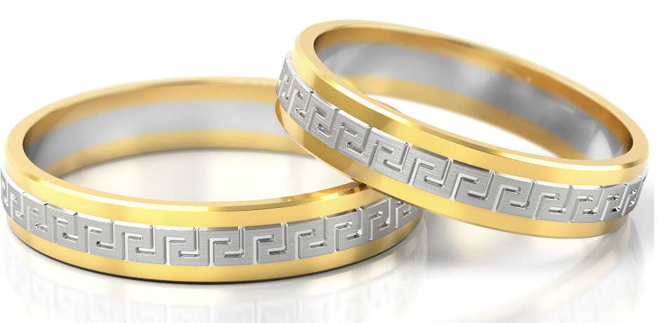 Trouwringen Goud model 82025 | Witgoud met Geelgoud