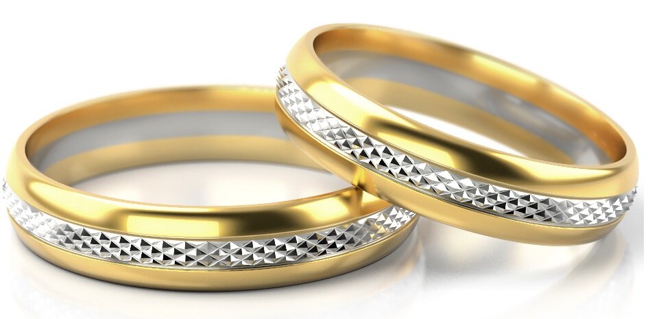 Trouwringen Goud model 434 | Witgoud met Geelgoud