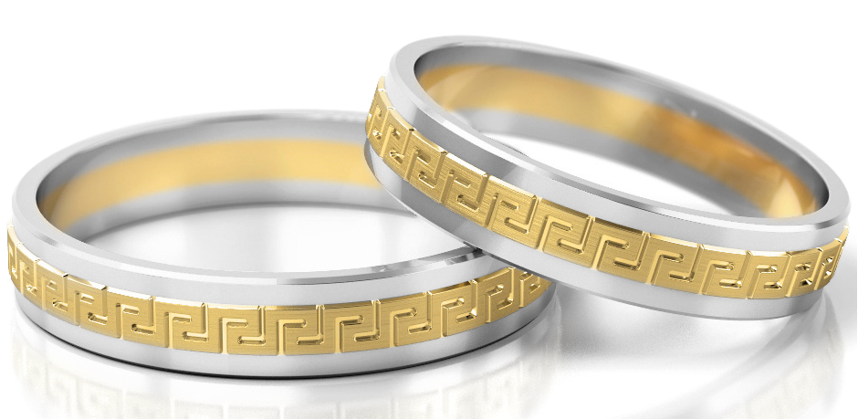 Trouwringen Goud model 82025 | Geelgoud met Witgoud