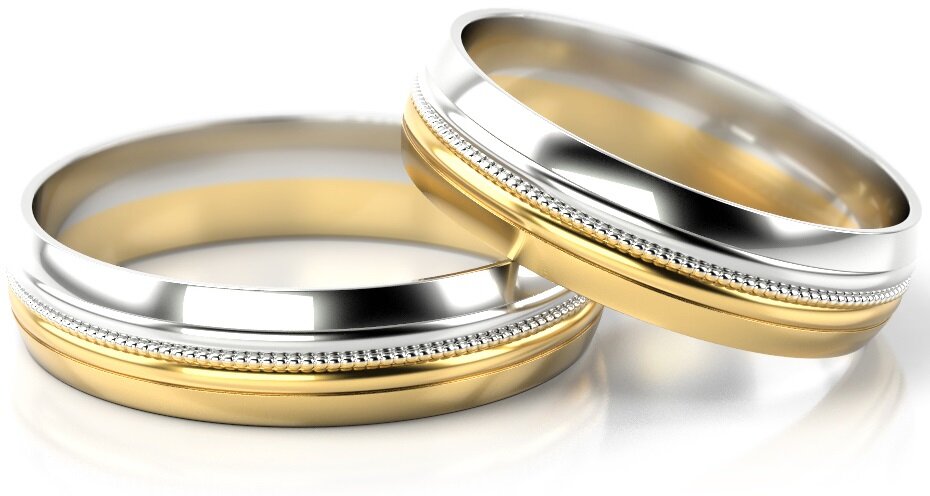 Trouwringen Goud model 62518 | Geelgoud met Witgoud