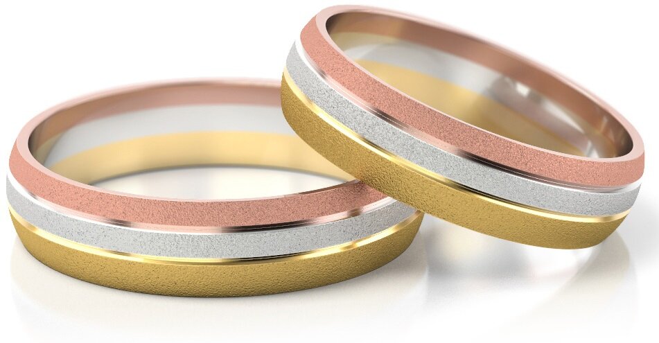 Trouwringen Tricolor Goud model 5325 | Roségoud, Witgoud met Geelgoud