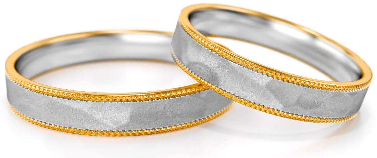Trouwringen Goud model 23361 | Witgoud met Geelgoud