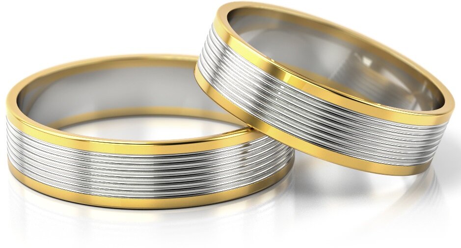 Trouwringen Goud model 51863 | Witgoud met Geelgoud