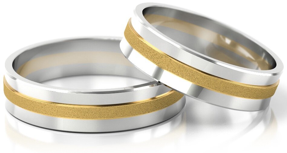 Trouwringen Goud model 9578 | Witgoud met Geelgoud