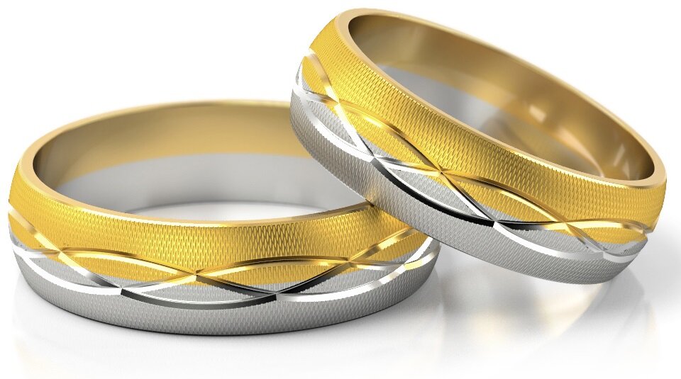 Trouwringen Goud model 42056 | Geelgoud met Witgoud