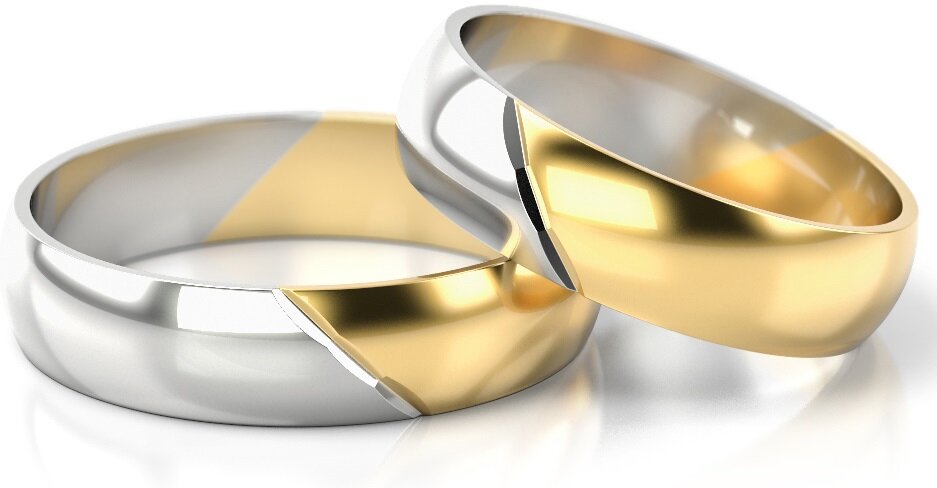 Trouwringen Goud model 1751 | Witgoud met Geelgoud