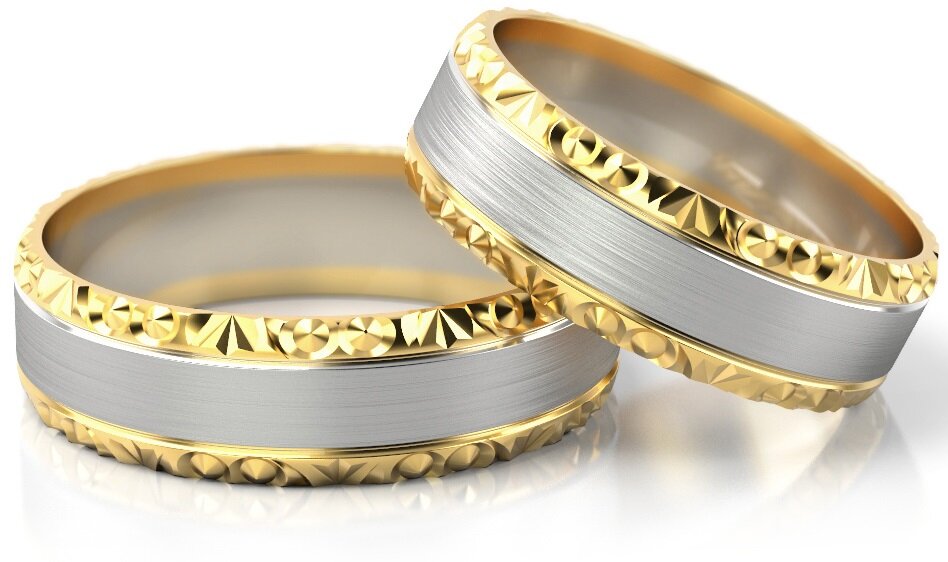 Trouwringen Goud model 3994 |Witgoud met Geelgoud