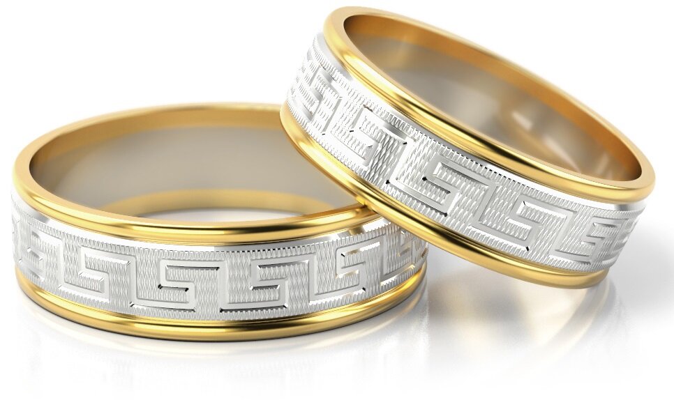 Trouwringen Goud model 82014 | Witgoud met Geelgoud