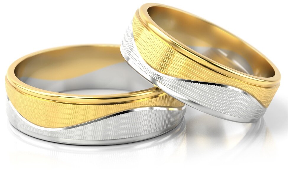 Trouwringen Goud model 21998 | Geelgoud met Witgoud