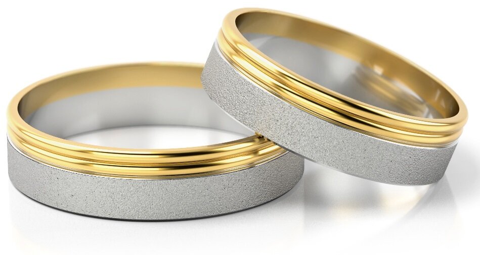 Trouwringen Goud model 5886 | Witgoud met Geelgoud