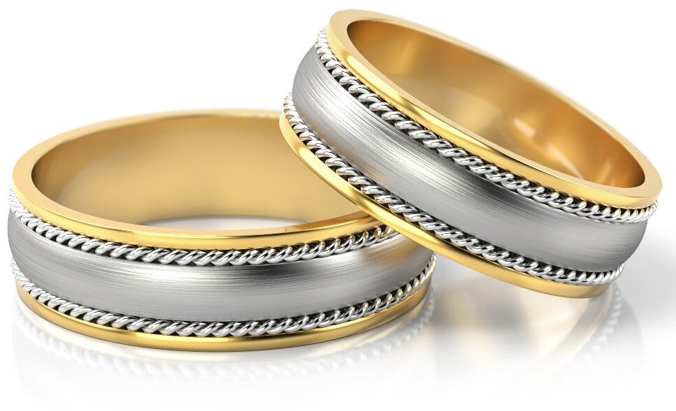 Trouwringen Goud model 51826 | Witgoud met Geelgoud