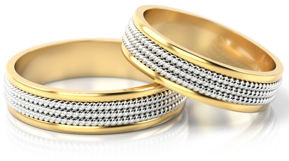 Trouwringen Goud model 8679 | Witgoud met Geelgoud