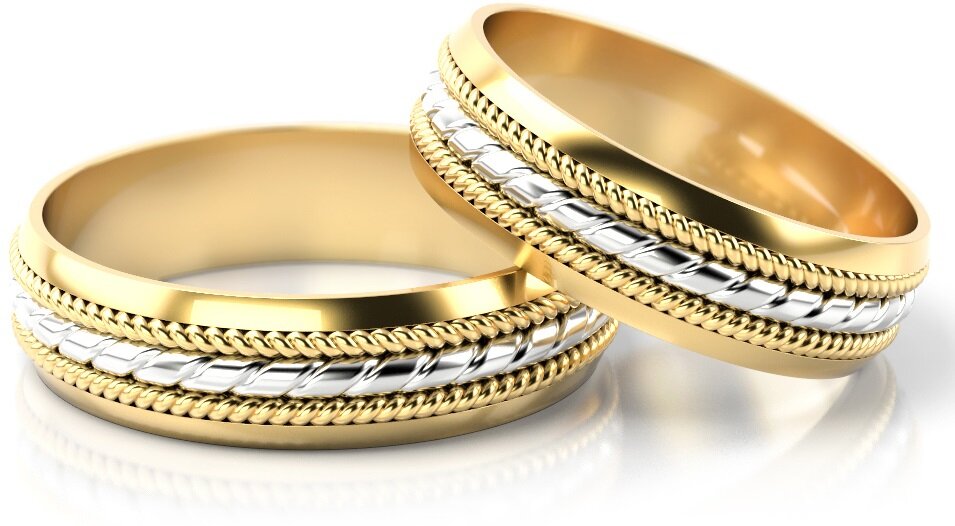 Trouwringen Goud model 8698 | Witgoud met Geelgoud