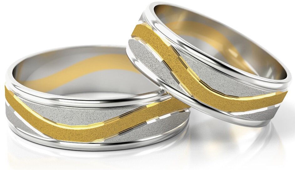 Trouwringen Goud model 21769 | Witgoud met Geelgoud