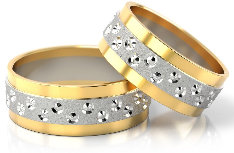 Trouwringen Goud model 81497 | Witgoud met Geelgoud