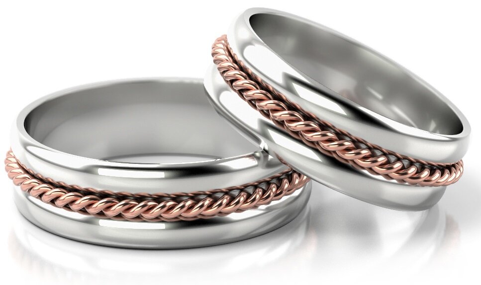 Trouwringen Goud model 31852 | Witgoud met Roségoud