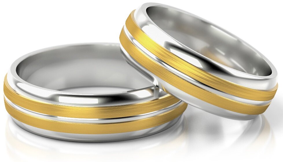 Trouwringen Goud model 71567 | Witgoud met Geelgoud