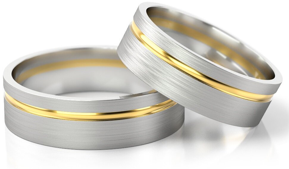 Trouwringen Goud model 51396 |  Witgoud met Geelgoud