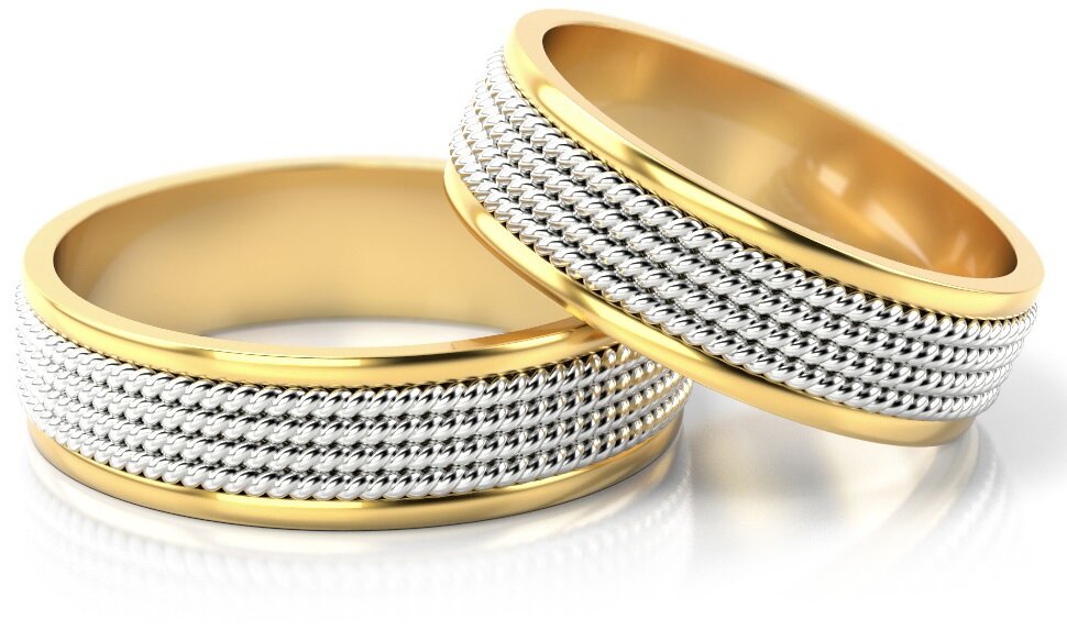 Trouwringen Goud model 8668 | Witgoud met Geelgoud