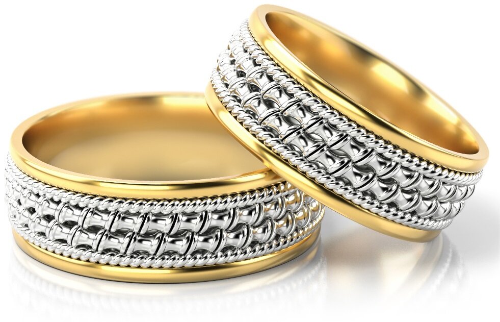 Trouwringen Goud model 71456 | Witgoud met Geelgoud