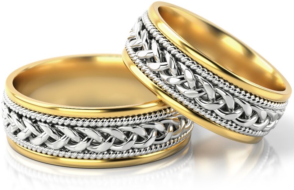 Trouwringen Goud model 71347 | Witgoud met Geelgoud