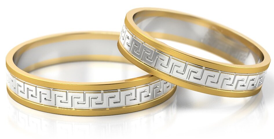 Trouwringen Goud model 92489 | Witgoud met Geelgoud