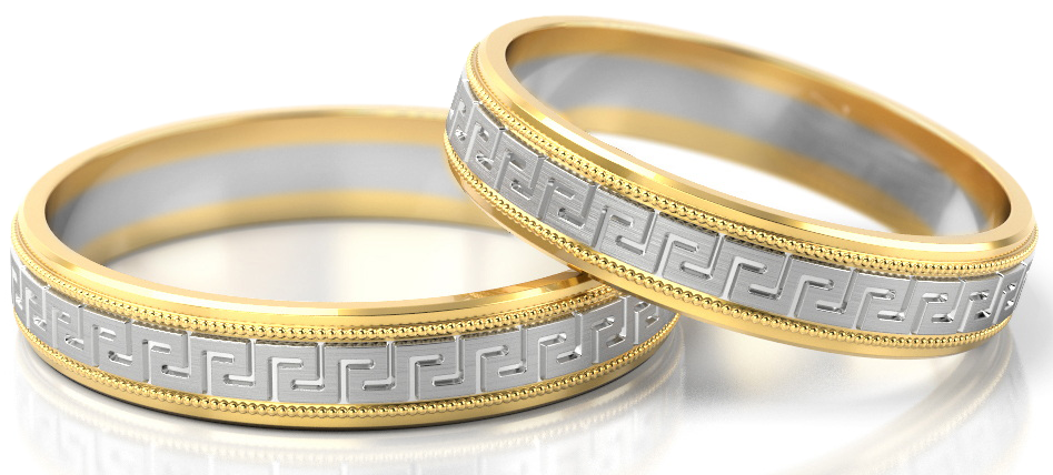 Trouwringen Goud model 82125 | Witgoud met Geelgoud