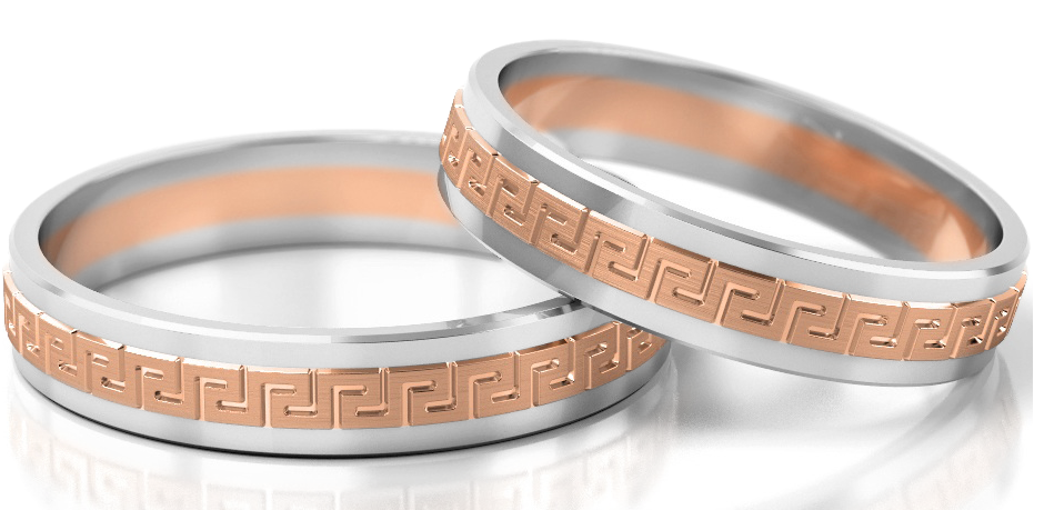 Trouwringen Goud model 82025 | Witgoud met Roségoud