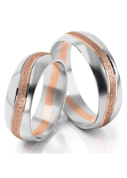 Trouwringen Goud model 51165 | Witgoud met Roségoud