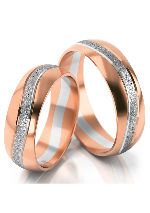 Trouwringen Goud model 51165 | Roségoud met Witgoud