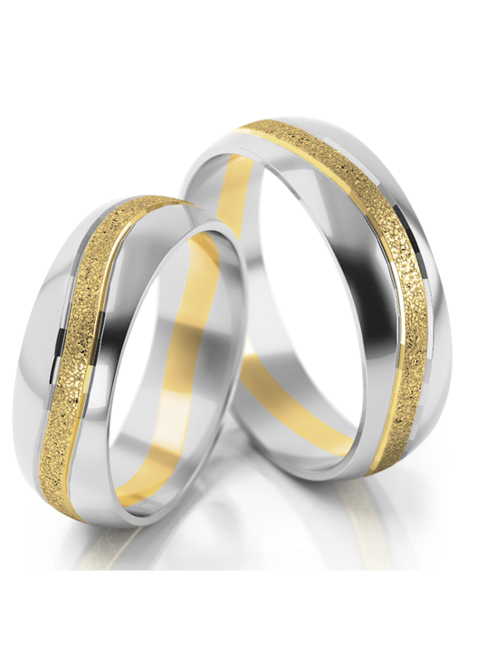 Trouwringen Goud model 51165 | Witgoud met Geelgoud