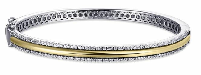 Bangle armband 925 zilver & gold plated model P