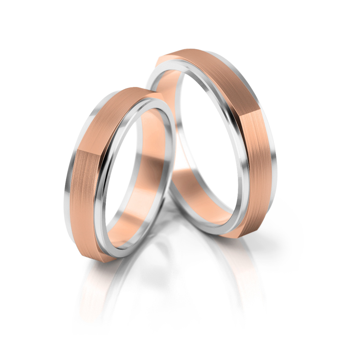 Trouwringen Goud model 92119 | Roségoud met Witgoud