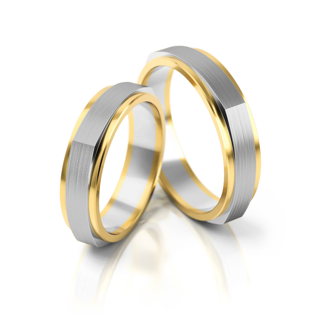 Trouwringen Goud model 92119 | Witgoud met Geelgoud